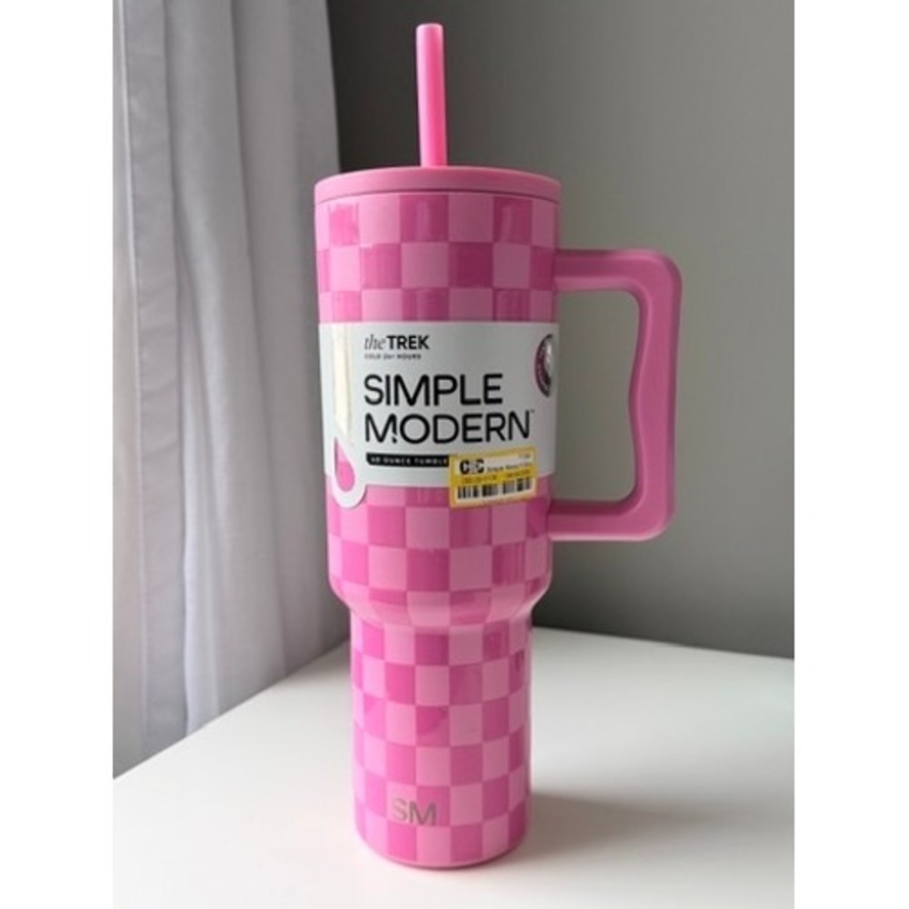 Simple Modern Trek Tumbler 40oz Pink‎ Checkered New Valentine's Limited Edition